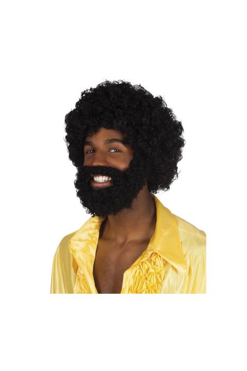 Perruque rufus avec barbe et moustaches noires