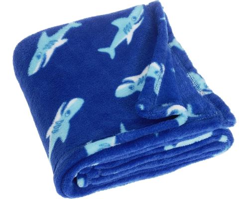 Playshoes couverture polaire requins 75 x 100 cm bleu
