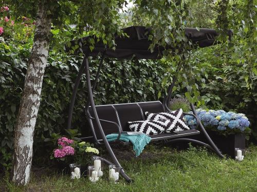 Beliani - Balancelle de jardin - balancelle en métal et tissu noir - Bogart