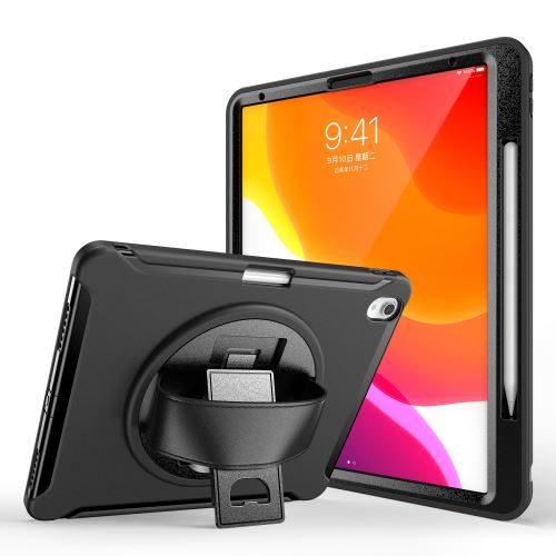 Coque en TPU avec béquille pivotante à 360°, porte-stylo et dragonne noir pour votre Apple iPad Pro 12.9 pouces (2018)