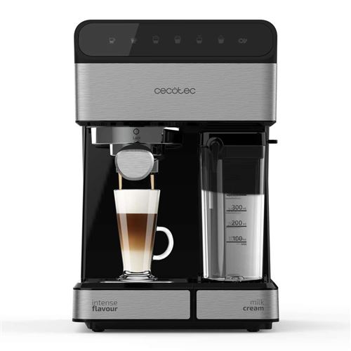 Cecotec Cafetera Semiautomatica Power Instant-ccino 20 Touch Serie Nera. 1350 W, 20 Bares de Presión, Tanque de Leche de 500ml
