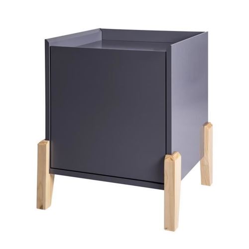 FUSIFOM Chevet 1 porte - Gris - L 42 x P 38 x H 50 cm