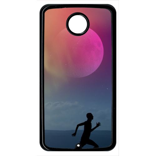Coque Silhouette Joggeur Fitness Lune Compatible Google Nexus 6 Transparent