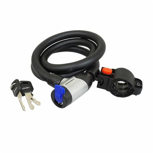 Antivol velo spiral a cle newton diam 15mm l 1,00m avec cache serrure (avec support + 2 cles)