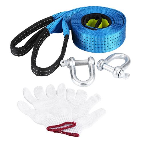 Corde de traction Corde Remorquage de Voiture avec Crochets à Bandes Réfléchissantes 8 Tonnes 5 Mètres