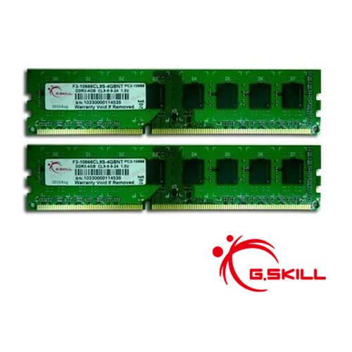 Mémoire RAM G.SKILL 8Go (2x 4Go) 1333MHz CL9 Bureau DIMM F3-10600CL9D-8GBNT