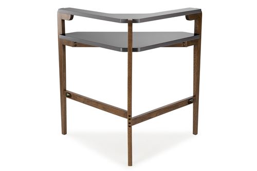Bilbo Bureau D Angle Gris Anthracite Et Pieds Noyer Achat Prix Fnac