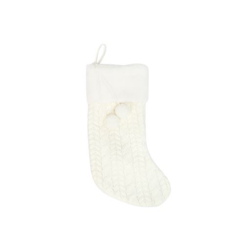 Bas de noël sac cadeau mignons tricotées, décorations de noël - Blanc 40x18x22CM