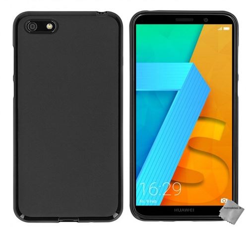 Housse etui coque pochette silicone gel fine pour Huawei Y5 (2018) avec verre trempe - NOIR