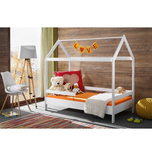 Lit enfant maison Timmy - L 164 x P 89 x H 145 cm - Blanc