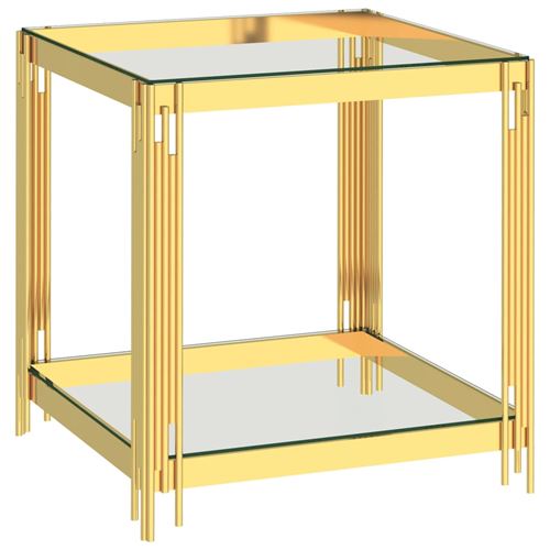 Table basse en Acier inoxydable et verre 55x55x55cm Doré