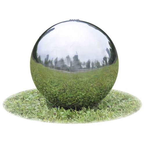 Sph&egrave;re de fontaine de jardin avec LED Acier inoxydable 40 cm