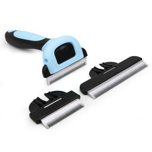 Comparer les prix de Todeco - Brosse de Toilettage pour Animaux, Peigne de Délestage, Bleu, S (5 cm) M (6,6 cm) L (10 cm), Taille de la poignée: 13 x 5 cm