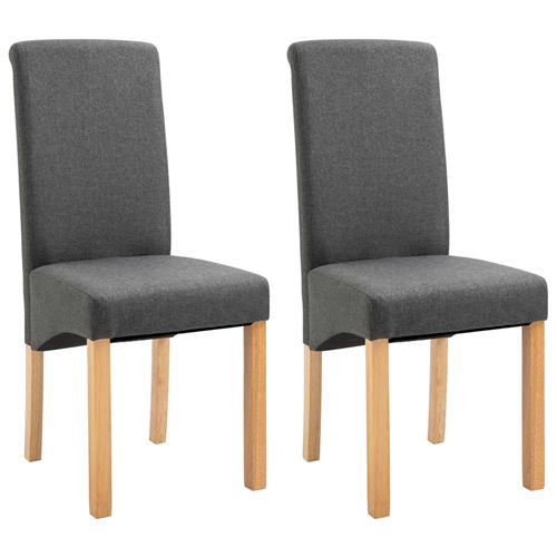 vidaXL Chaises de salle à manger 2 pcs Gris Tissu