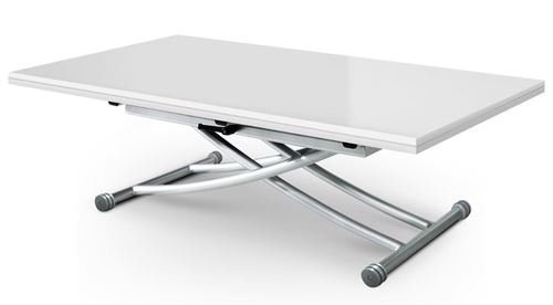 Paris Prix - Table Basse Rectangulaire higher 150cm Blanc Laqué