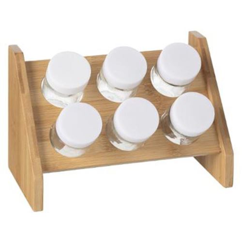 Présentoir à Épices 6 Pots Bambou 21cm Naturel