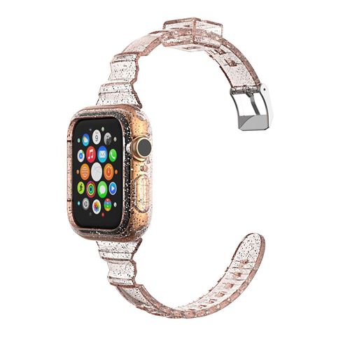 Bracelet en TPU brillant avec coque de protection pour Apple Watch Series 6/ SE/ 5/ 4 40mm - Noir