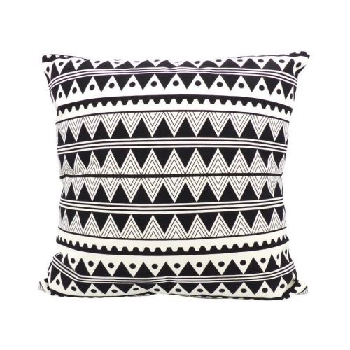 Coussin déco 100% coton imprimé DJERBA 45x45cm - Noir