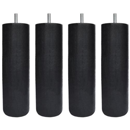 Jeu de pieds cylindriques O 6,2 H 24,5 cm Noir - Lot de 4