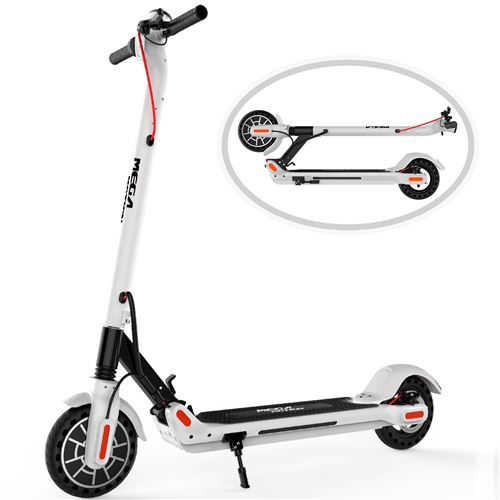Mega Motion Trottinette électrique M5, patinette Pliable pour Enfant et Adulte Robuste avec LED et Roue 8.5 Pouces Blanc