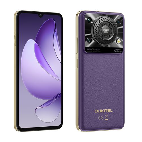 Smartphone OUKITEL C60 Pro 6.88 , 24Go 256Go, 10000mAh,13MP+5MP,Empreinte digitale,NFC,Dual SIM 4G Téléphone Portable -298g-Violet