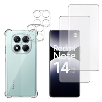 Coque antichoc pour Xiaomi Redmi Note 14 PRO 5G et 2 Verres Trempé écran et 2 Protections Caméra Phonillico® - 1