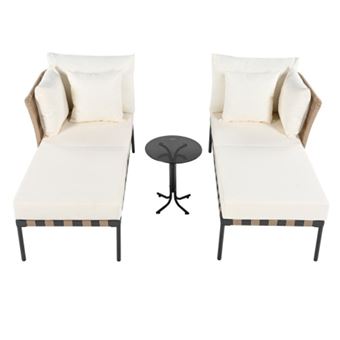 Set 3 Coussins Déhoussables Pour Canapé Et Fauteuils - Dimensions 110x52cm Et 52x50cm, Tissu écru