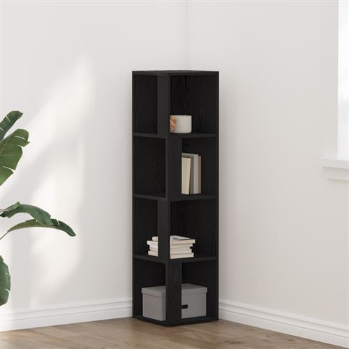Étagère noire en chêne 33 x 33 x 132 cm en bois d ingénierie