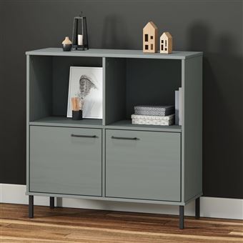 vidaXL Bibliothèque avec pieds en métal Gris 90x35x90,5 cm Bois OSLO351016 - 1