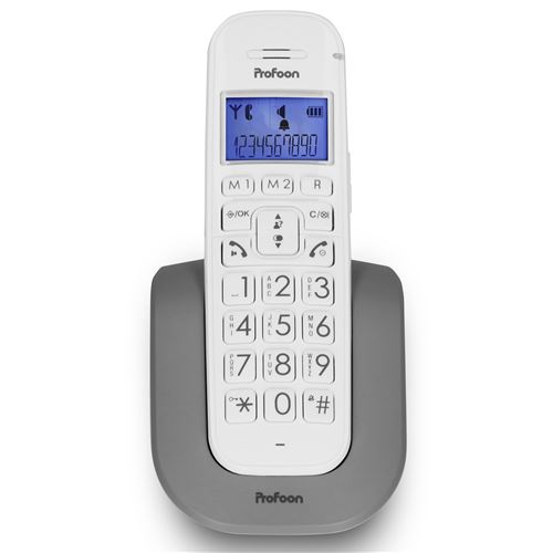 Téléphone fixe sans fil avec grandes touches Profoon PDX-2608 Blanc-Anthracite