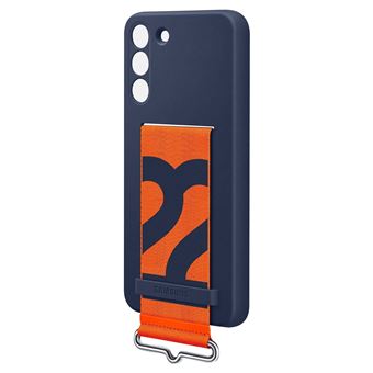 Coque en silicone avec laniere pour Samsung Galaxy S22 Bleu marine