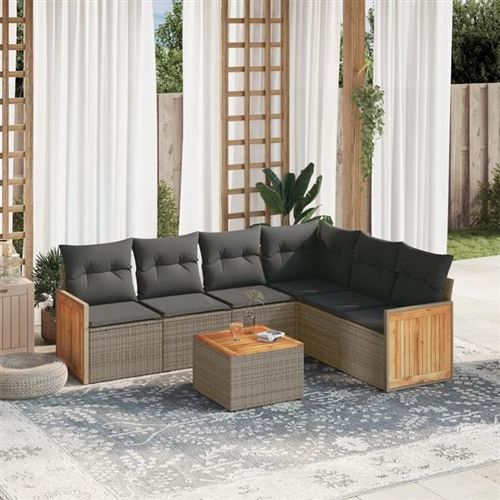 Non Communiqué Gris Salon De Jardin Modulable Vidaxl Rotin 6 Personnes 62 X 62 X 69 Cm 7 Pieces