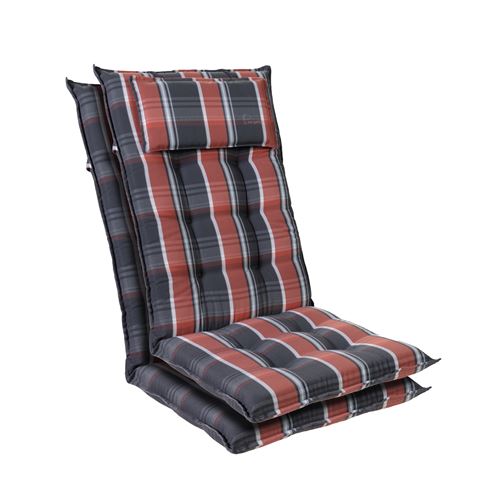 Coussin de chaise de jardin -Blumfeldt Sylt -120 x 50 x9 cm -2 pièces -Noir / Rouge