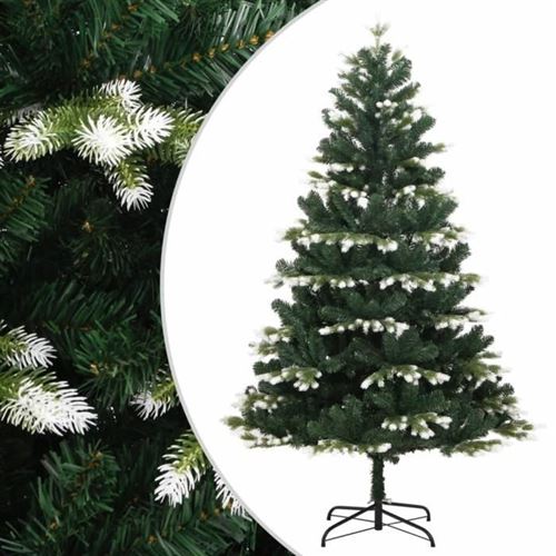 vidaXL Sapin de Noël artificiel à charnières avec neige floquée 150 cm PVC