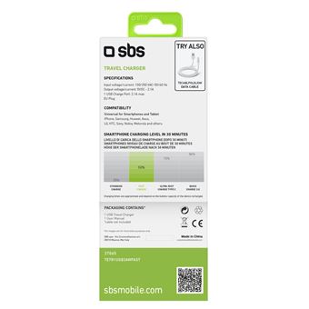 Chargeur secteur de 2100 mAh USB- SBS