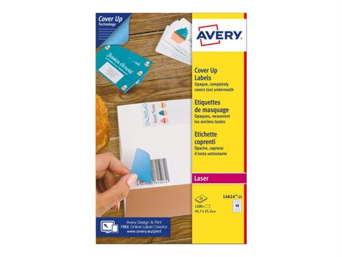Avery Cover Up - Papier - Adhésif Permanent - Blanc - 45.7 X 21.2 Mm 1200 Étiquette(S) (25 Feuille(S) X 48) Étiquettes