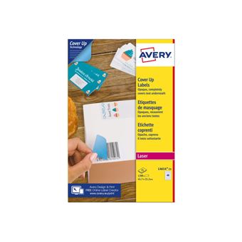 Avery Cover Up - Papier - adhésif permanent - blanc - 45.7 x 21.2 mm 1200 étiquette(s) (25 feuille(s) x 48 étiquettes - 1