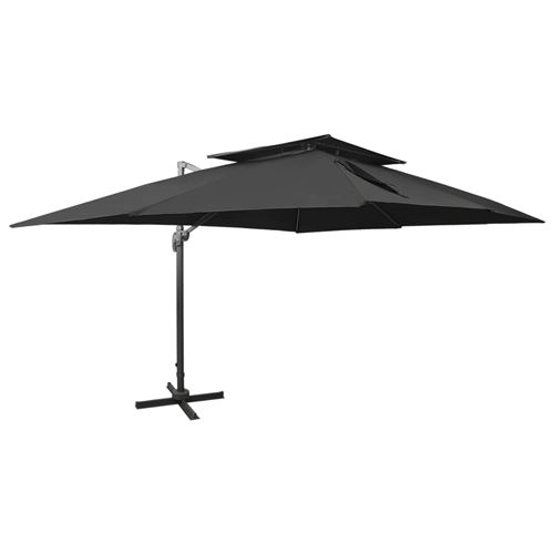 vidaXL Parasol déporté à double toit Noir 400x300 cm