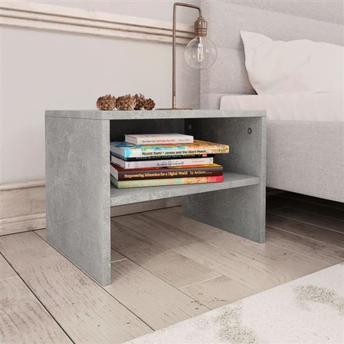 Non Communiqué Gris Béton Table De Chevet 40X30x30 Cm Bois Ingénierie