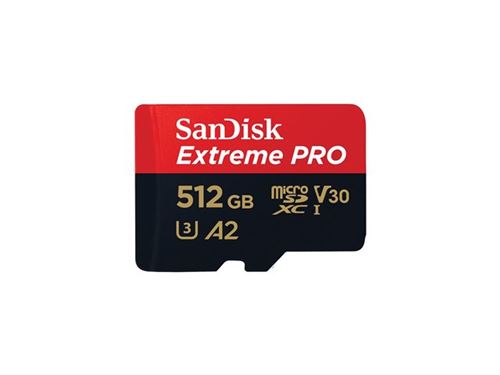 SanDisk Extreme Pro - Carte mémoire flash (adaptateur microSDXC vers SD inclus(e)) - 512 Go - A2 / Video Class V30 / UHS-I U3 / Class10 - microSDXC UHS-I