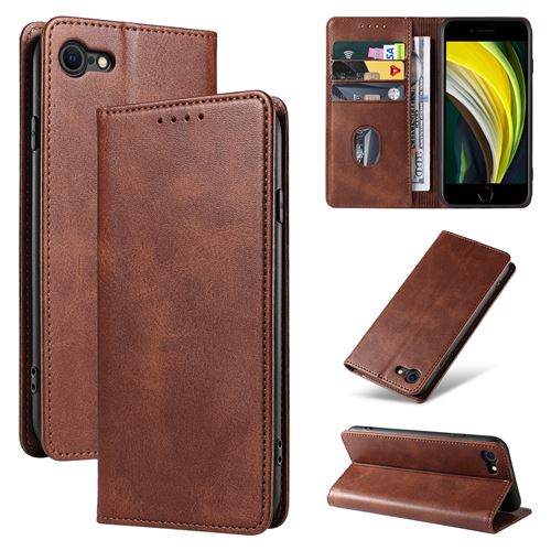 Housse blanche pour Apple iPhone 16e / SE 4 2025 5G Etui marron de protection Portefeuille à Rabat avec Porte Cartes XEPTIO