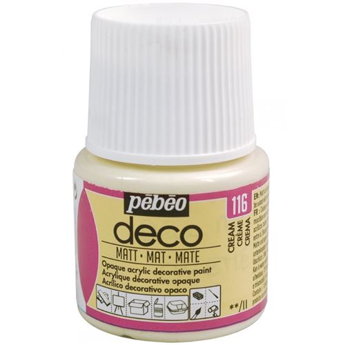 Peinture acrylique P&eacute;b&eacute;o D&eacute;co - Cr&egrave;me - mat - 45 ml