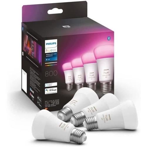 Philips Hue Pack De 4 Ampoules Connectées E27 9W A60 - White & Color Ambiance - Image 3