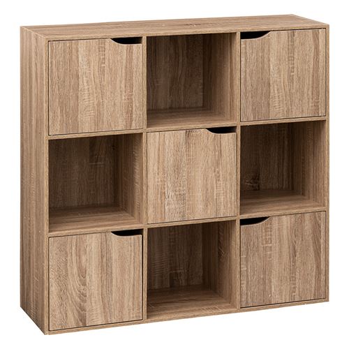 Non Communiqué Beige Etagère Bois 9 Cases 5 Portes Mix Coloris Naturel 5Five