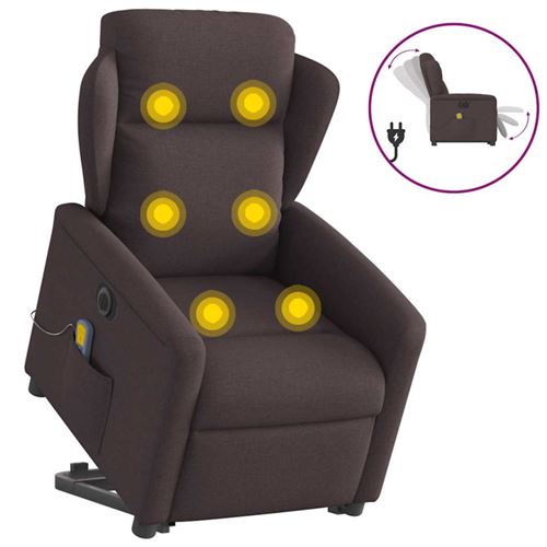 Non Communiqué Marron Fauteuil Inclinable De Massage Électrique Foncé Tissu