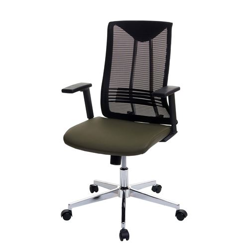 Chaise de bureau MENDLER HWC-J53 ergonomique similicuir vert-olive