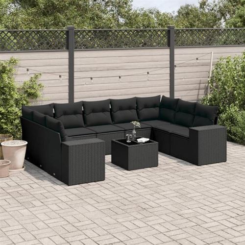 vidaXL - Salon de jardin modulable - Résine tressée - Noir - 9 personnes - Image 2