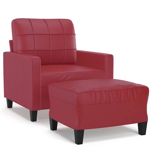 Non Communiqué Rouge Fauteuil Vidaxl Avec Repose-Pied En Similicuir Bordeaux 60 Cm