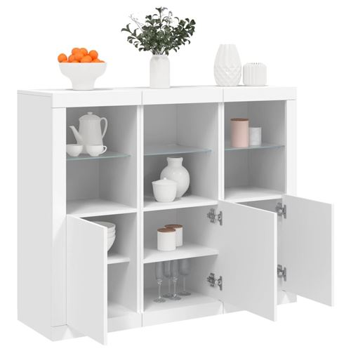Non Communiqué Blanc Vidaxl Buffets Avec Lumières Led 3 Pcs Bois D'ingénierie3209100