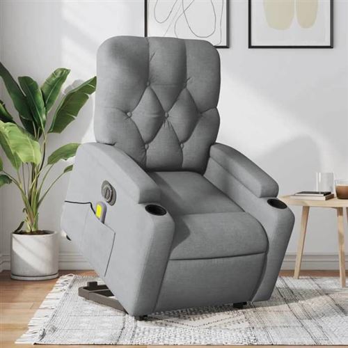 Non Communiqué Gris Vidaxl Fauteuil De Relaxation, Massage, Inclinable Électrique Réglable Tissu Clair